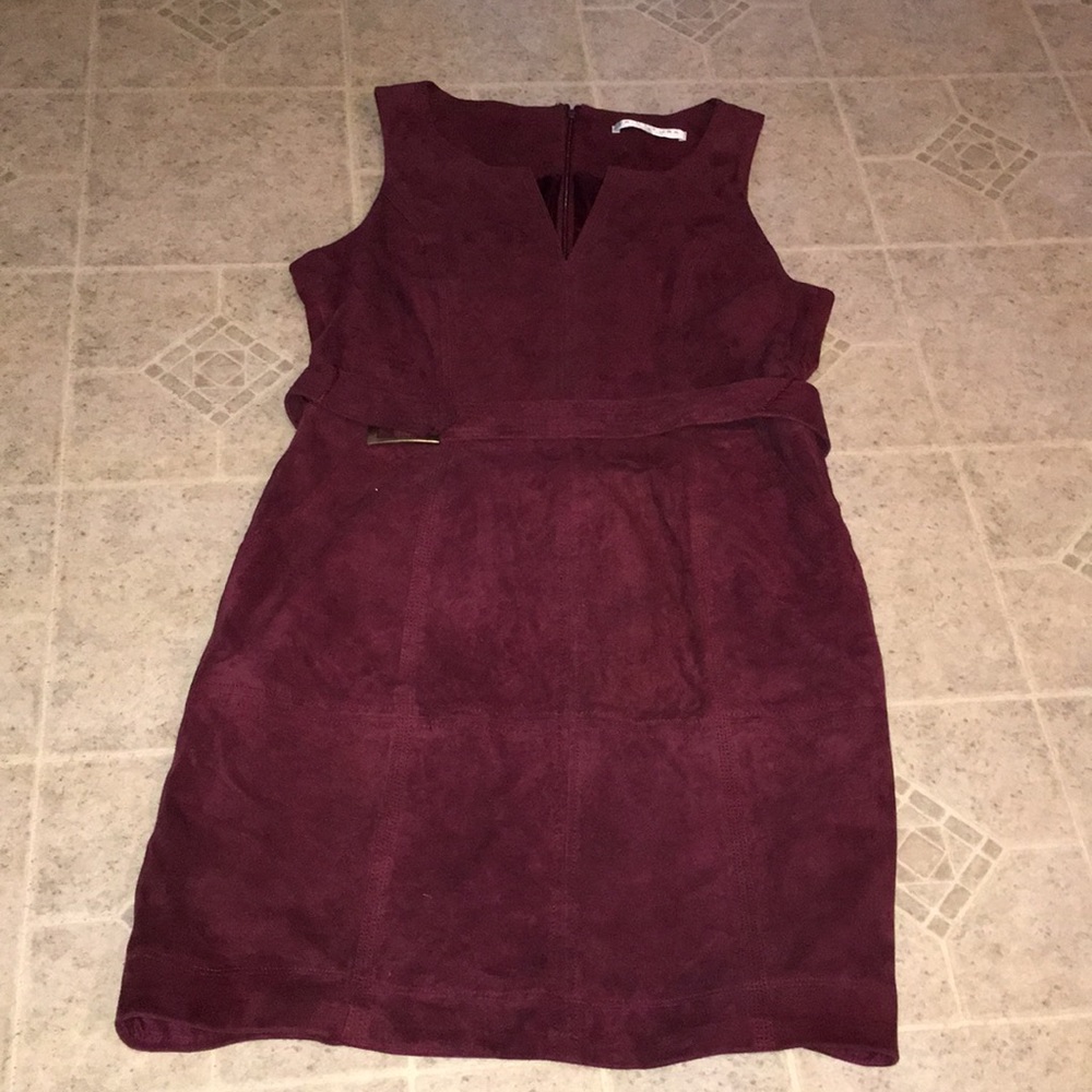 TRINA TURK NWOT REAL SUEDE BURGUNDY DRESS